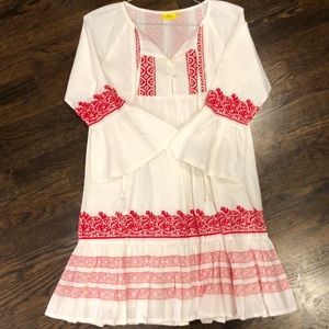 Roberta Roller Rabbit XS White Red Boho dress